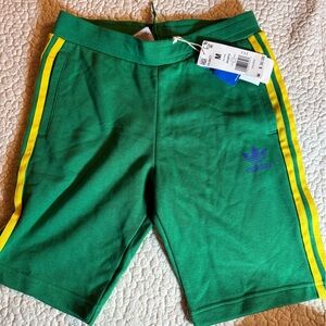 Adidas 3 stripe cotton shorts green and yellow NEW NWT